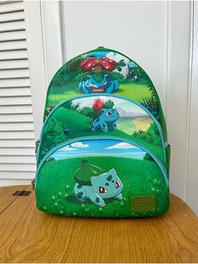 Loungefly Pokémon Bulbasaur Evolutions Triple Pocket Mini Backpack